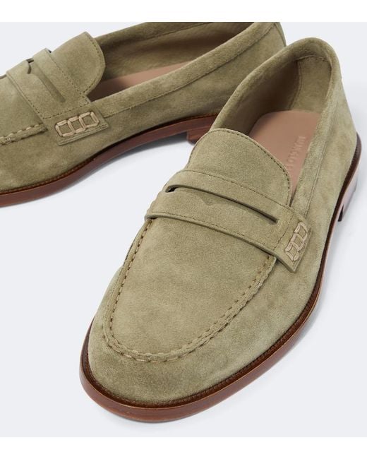 Manolo Blahnik Green Perry Suede Penny Loafers for men