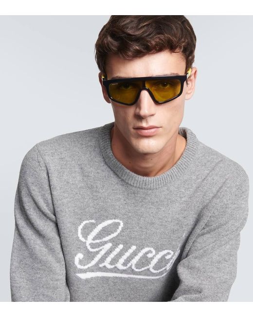 Gucci Brown Mask Sunglasses for men