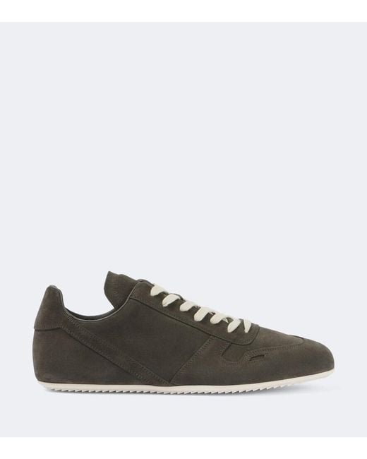 Rick Owens Green Minimal Suede Sneakers for men