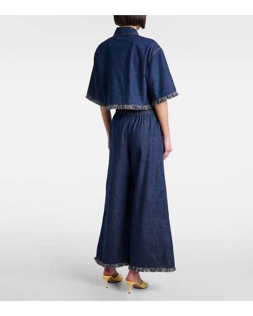 Zimmermann Blue Rhiannon Fringe Denim Shirt