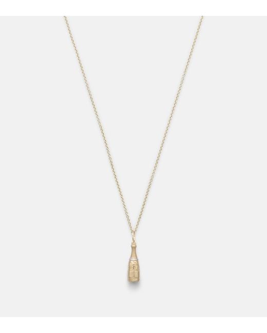 Sydney Evan White Champagne Bottle 14Kt Pendant Necklace With Diamonds