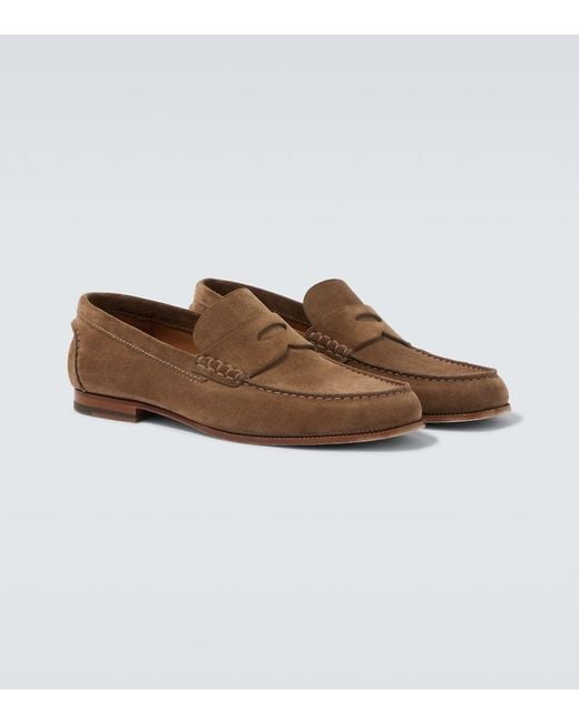 Dunhill Loafers Heddon Flex Aus Veloursleder in Brown für Herren