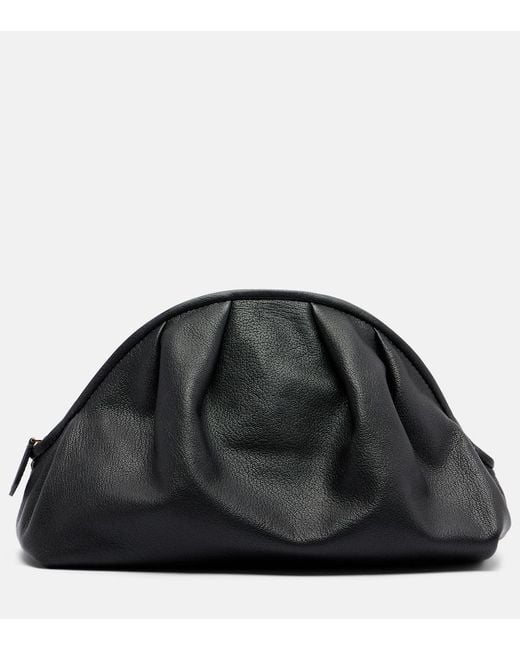The Row Black Charlotte Small Leather Clutch