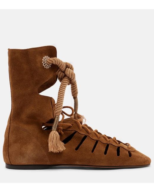 Isabel Marant Brown Liade Suede Lace-Up Ankle Boots