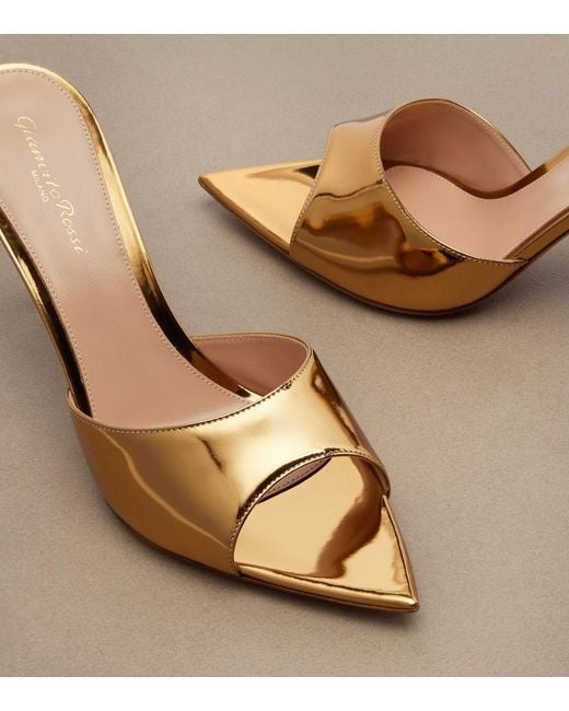 Gianvito Rossi Brown Elle Metallic Leather Mules