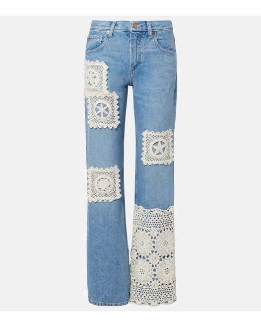 Alanui Blue Island's Diary Straight Jeans