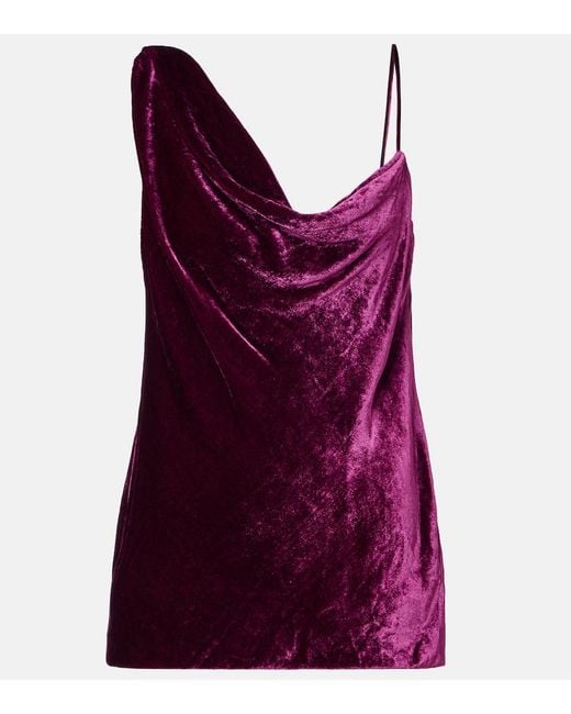 Dries Van Noten Purple Draped Velvet Top