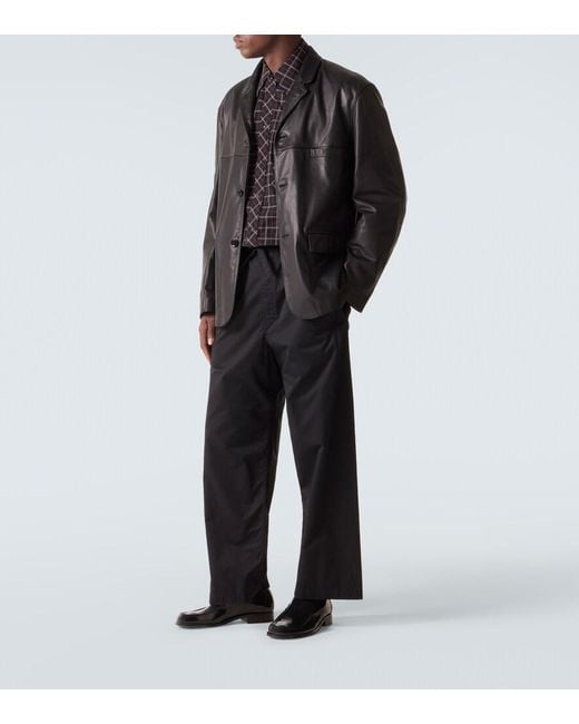 Lemaire Black Leather Loafers for men
