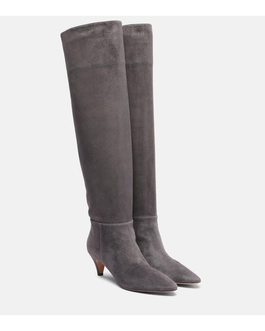 Gianvito Rossi Gray Elise 55 Suede Knee-High Boots