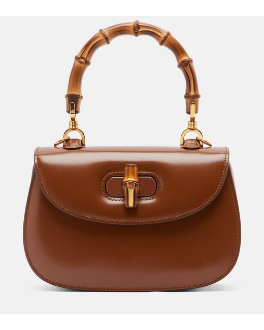 Gucci Brown Bamboo 1947 Small Leather Top-Handle Bag