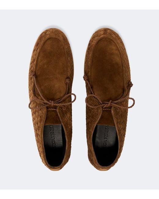 Bottega Veneta Brown Intrecciato Suede Desert Boots for men