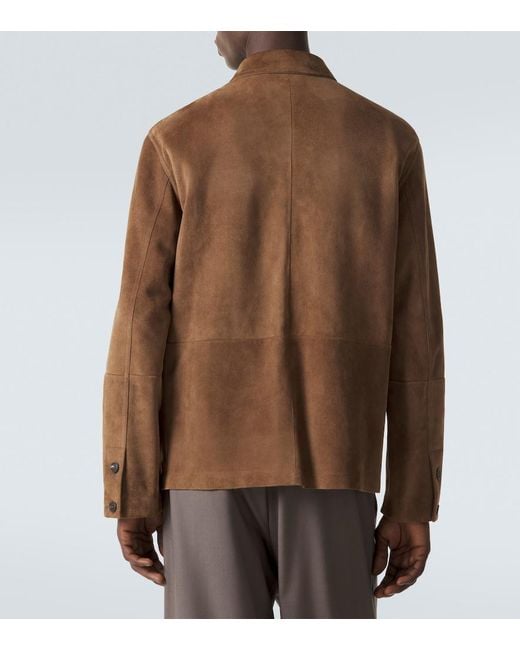 The Row Brown Ulrich Paneled Suede Jacket for men