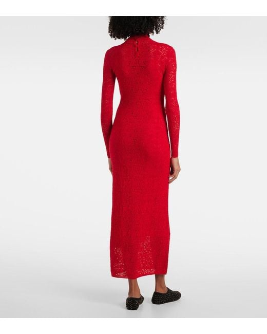Gabriela Hearst Red Lethe Pointelle Wool And Silk Maxi Dress