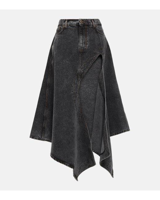 Y. Project Black Evergreen Denim Midi Skirt