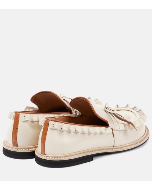 J.W. Anderson White Ruffled Leather Moccasins
