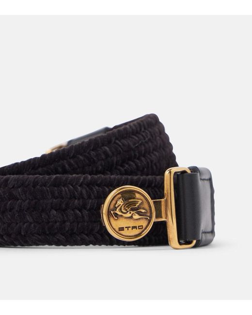 Etro Black Pegaso Woven Belt