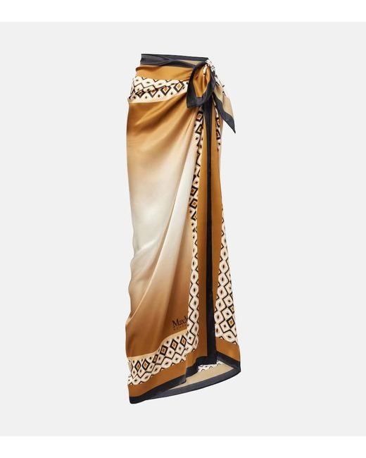 Max Mara Metallic Ottico Silk Beach Cover-Up