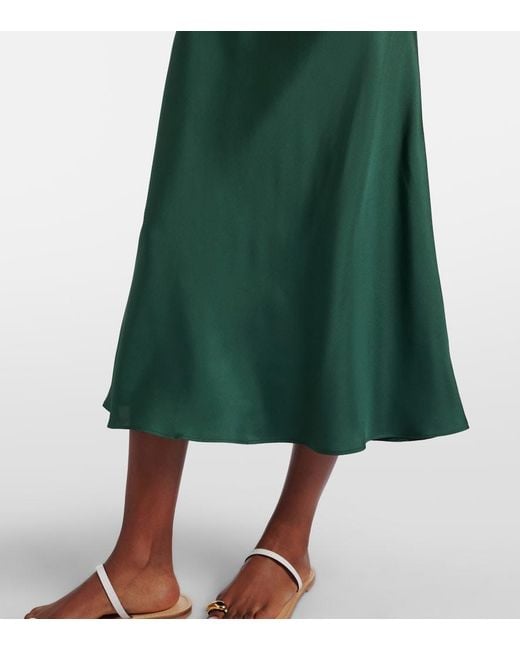 Asceno Green Lille Silk Twill Slip Dress