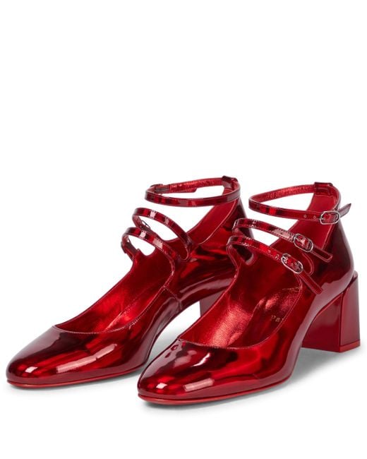 Christian Louboutin Vernica 55 Leather Mary Jane Pumps in Red Lyst
