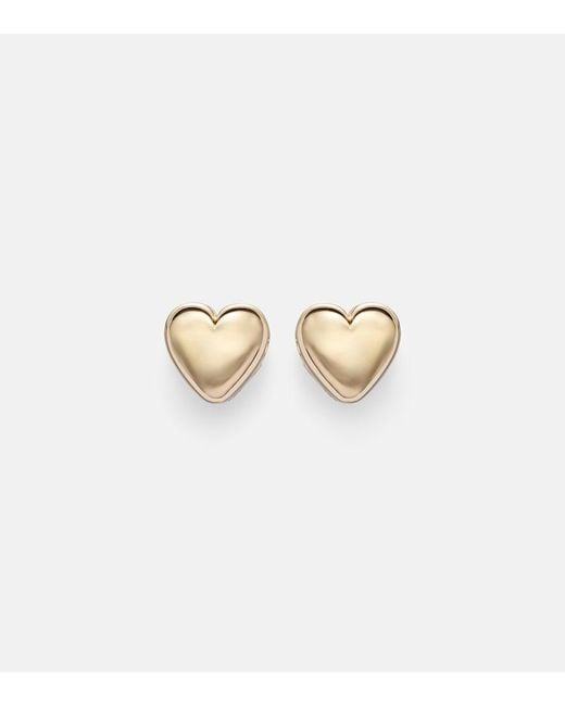 Roxanne First White Puffy Heart 14Kt Earrings