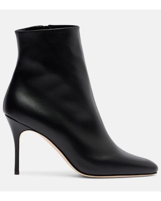 Manolo Blahnik Black Insopo Leather Ankle Boots