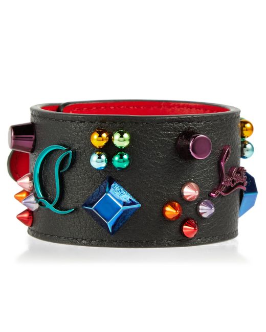 Christian Louboutin Multicolor Carasky Embellished Leather Bracelet