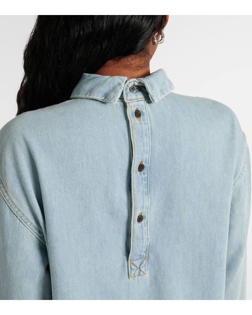 Top De Cuello Alto De Denim Dries Van Noten de color Blue