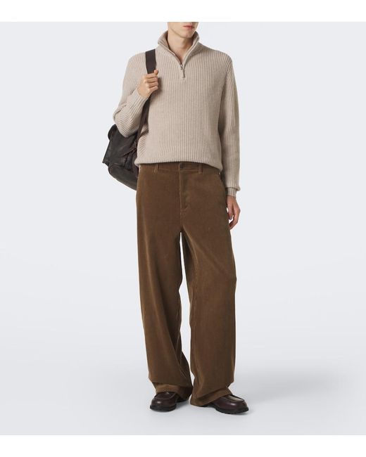 Allude Natural Wool And Cashmere Half-Zip Sweater for men