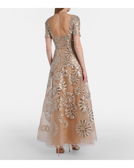 Elie Saab Natural Sequined Gown