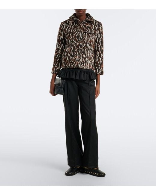 Ganni Black Leopard-Print Jacquard Jacket