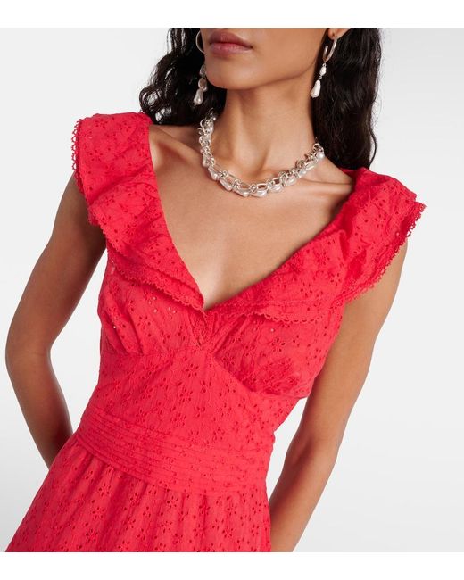 Poupette Red Bruna Ruffled Cotton Minidress