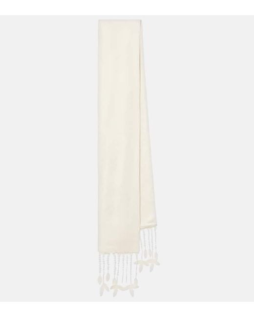Totême  White Lace-Trimmed Scarf