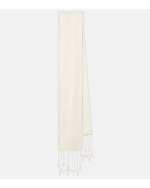 Totême  White Lace-Trimmed Scarf