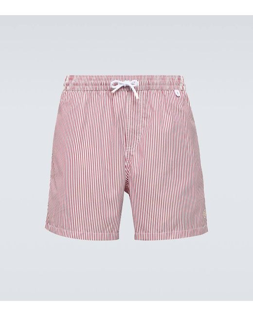 Loro Piana Pink Bay Striped Swim Trunks for men