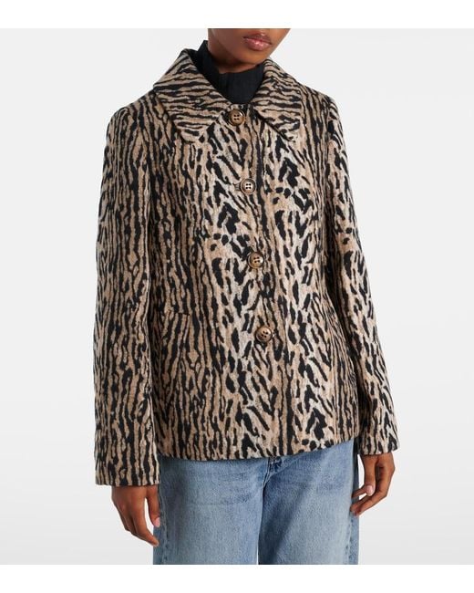 Rixo Black Leila Leopard-Print Jacket