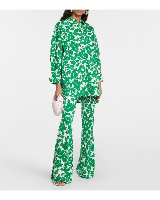 Diane von Furstenberg Green Brooklyn Printed Flared Pants