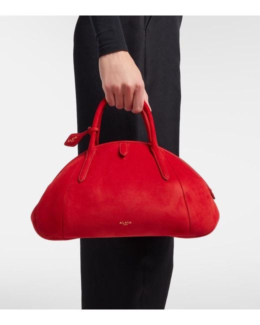 Alaïa Red Purse Small Suede Top-Handle Bag