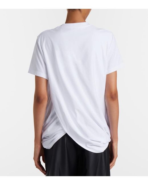 Loewe White Double L Draped Cotton T-Shirt