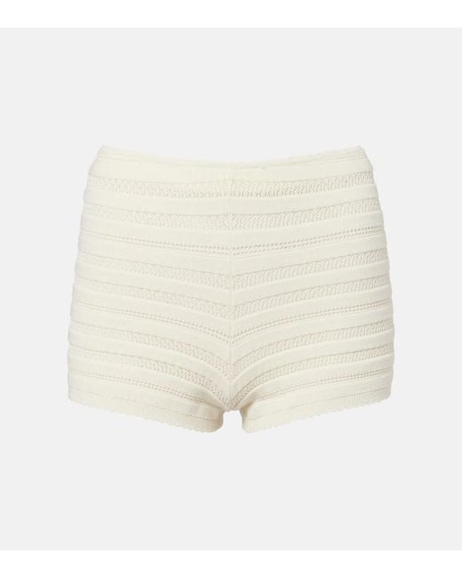 Faithfull The Brand White Duma Pointelle Cotton-Blend Shorts