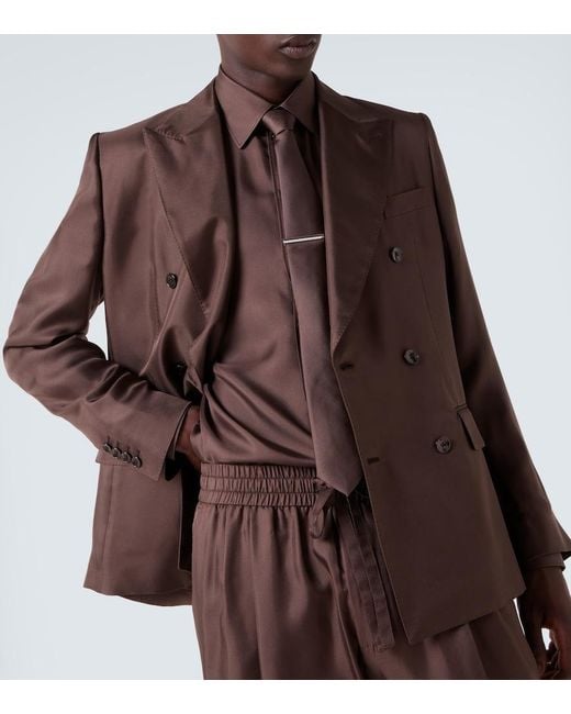 Dolce & Gabbana Brown Silk Twill Dress Shirt for men