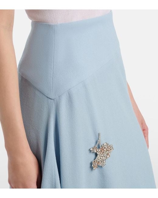 Erdem Blue Virgin Wool Midi Skirt