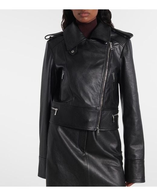 Sportmax Black Toscana Shearling-Trimmed Leather Jacket