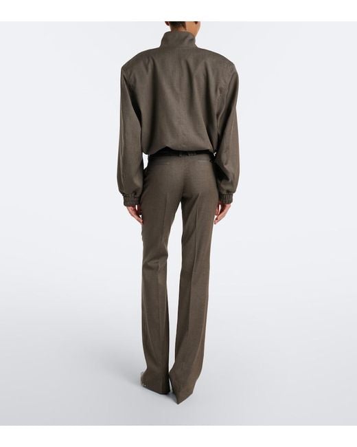 The Attico Gray Low-Rise Wool-Blend Flared Pants