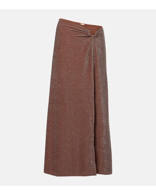 Johanna Ortiz Brown Ring-Detail Midi Skirt