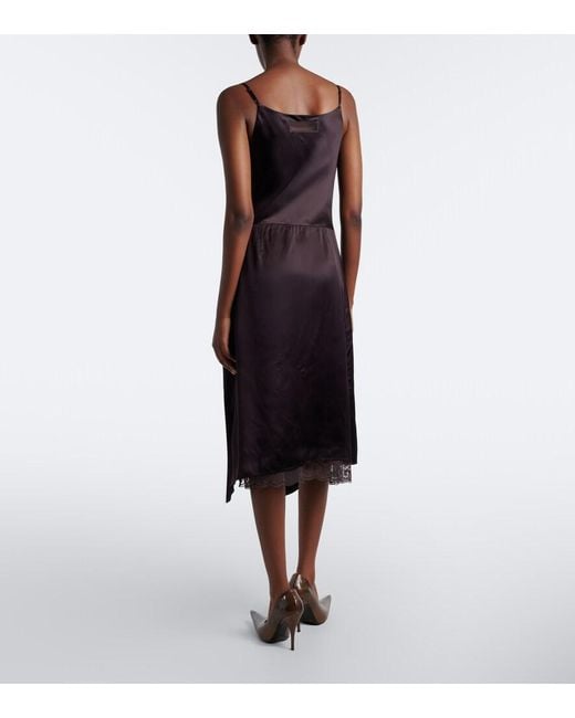 Acne Black Lace-Trimmed Satin Slip Dress