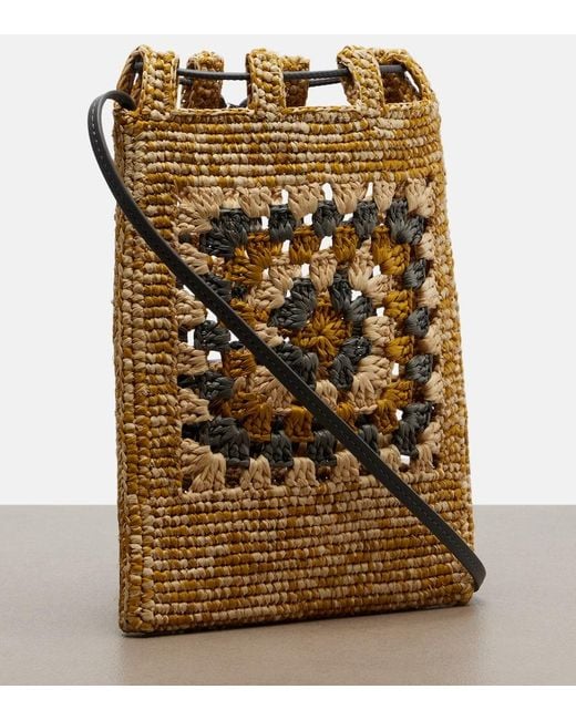 Loewe Metallic Paula's Ibiza Raffia Pouch With Strap