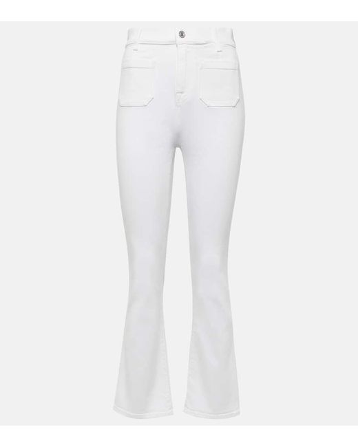 7 For All Mankind White High-Rise Cropped Flared Jeans