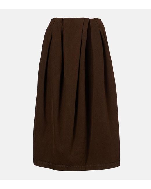 Dries Van Noten Brown Draped Denim Midi Skirt