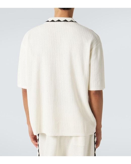 Commas Natural Embroidered Crochet Cotton-Blend Top for men
