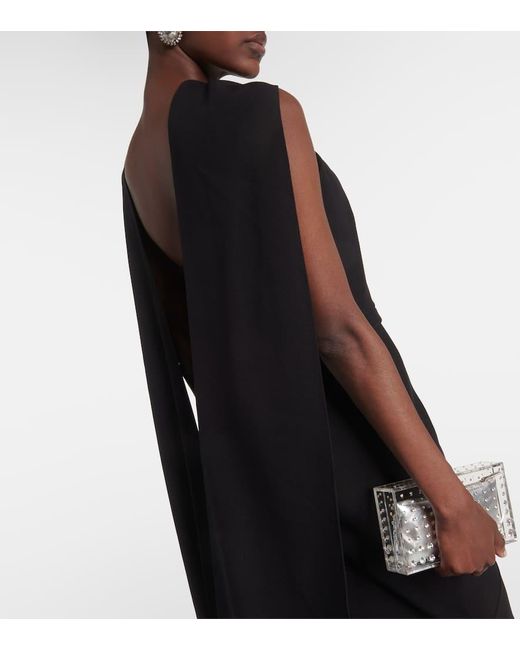 Safiyaa Black Lilien Caped Crepe Gown